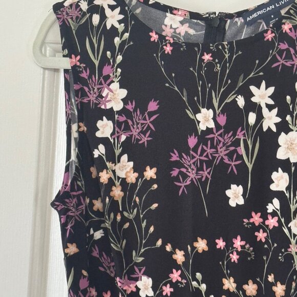 American Living Womens Black Floral Dress Size 8 - Picture 7 of 16